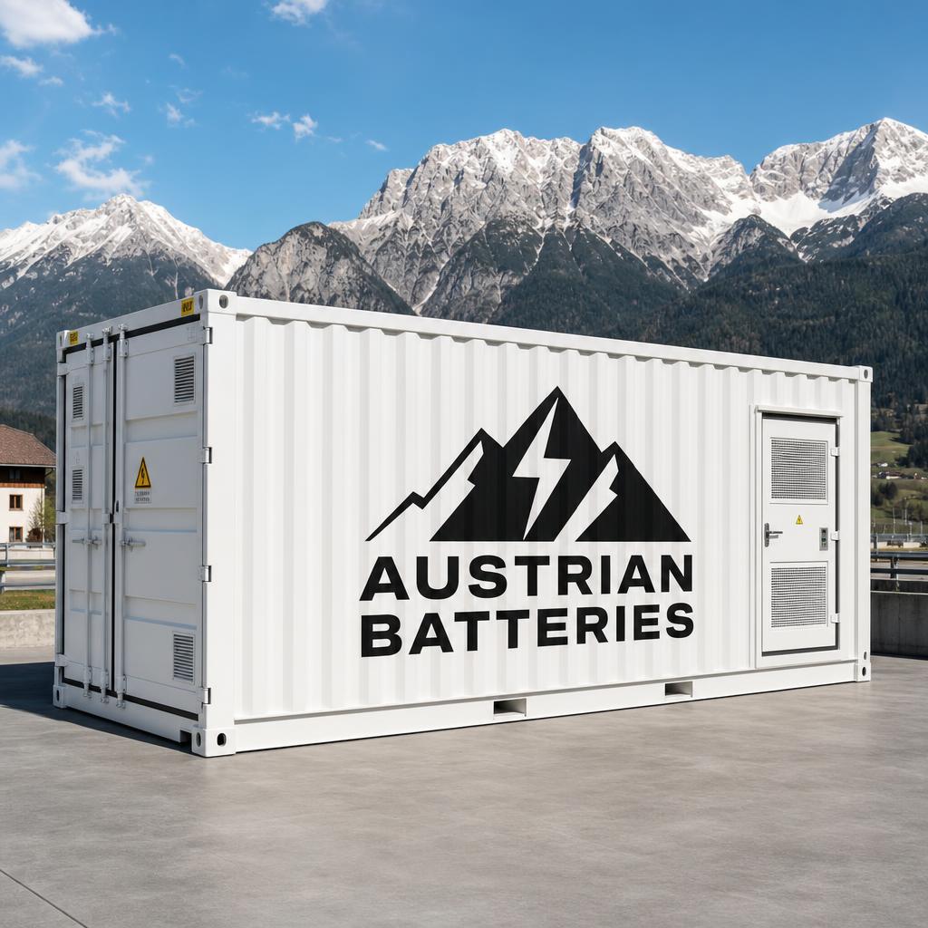Batteriespeicher-Container von Austrian Batteries im Freigelände